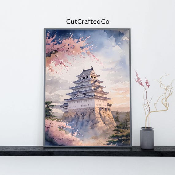 姫路城の水彩画 - 日本の桜アート（即時ダウンロード） - Etsy 日本