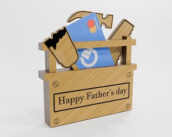 Laser Cut Father's Day Toolbox Gift Card SVG | Wooden Tool Box File (Digital Download)