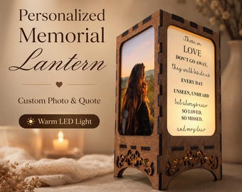Linterna conmemorativa personalizada con fotos, lámpara de recuerdo de madera personalizada, regalo de condolencia por pérdida, lámpara de recuerdo en memoria de un ser querido.