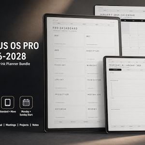 FocusOS Pro 2026–2028 Planner for Remarkable Paper Pro, Remarkable 2 & Paper Pro Move | Hyperlinked PDF