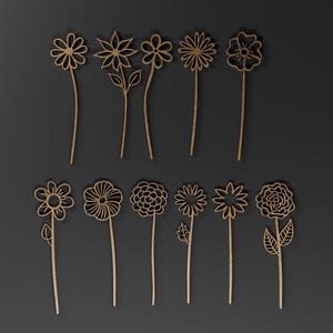 Wildflowers SVG Bundle | Laser Cut Files for Glowforge & Cricut | Floral Bouquet Vector | Mother&#39;s Day Gift | Digital Download