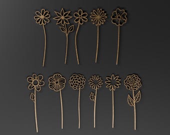 Wilde bloemen SVG-bundel | Lasergesneden bestanden voor Glowforge en Cricut | Bloemenboeketvector | Moederdagcadeau | Digitale download