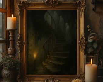 Haunted Staircase Ghosts | Gothic Halloween Digital Wall Art | Creepy Haunted House Printable