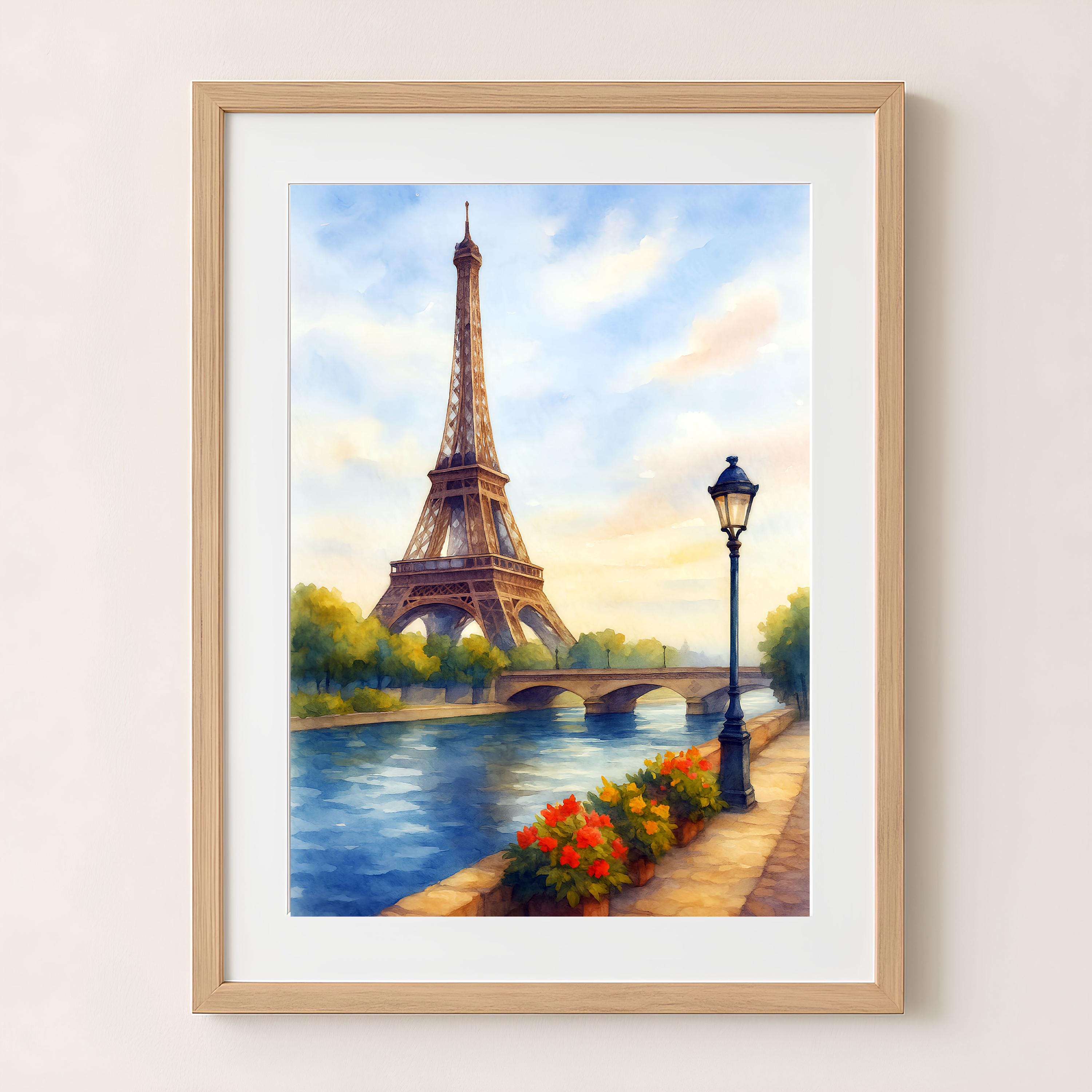 エッフェル塔の水彩画｜パリ・セーヌ川のアート（デジタルダウンロード