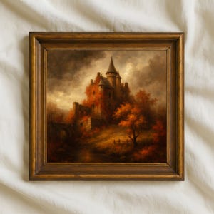 Gothic Schloss - Gruselige Burgruine - Kunstdruck, düster romantisches Fantasy Gemälde, Mittelalter Dekor