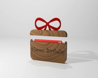 Laser Cut Wood Birthday Gift Card Holder SVG – Present Box Template (Digital File)