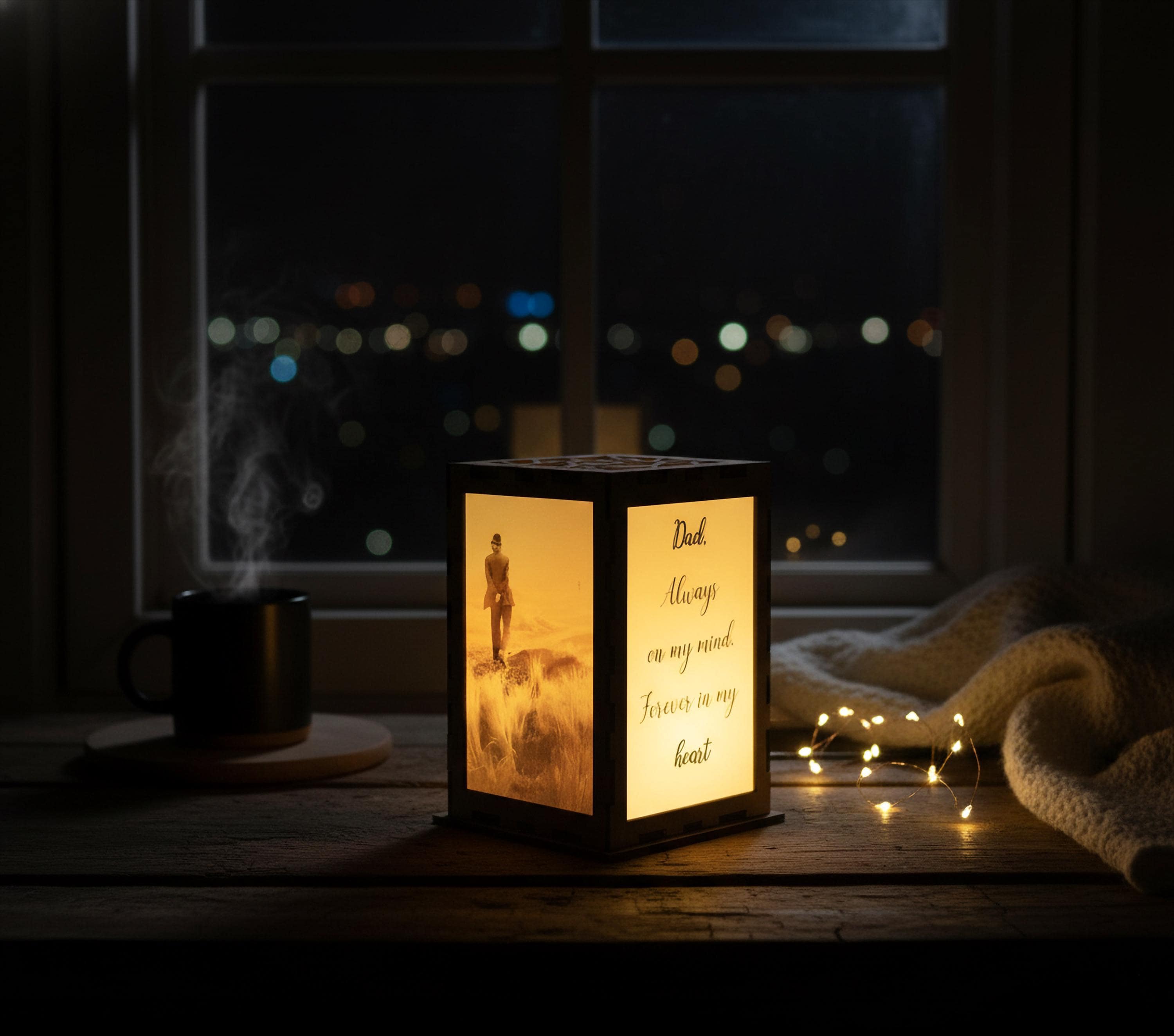 Memorial Lantern Loss of Father, Dad Remembrance Photo Frame