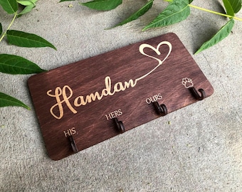 Gepersonaliseerde familiesleutelhanger – die van haar, die van ons, pootafdruk huisdier