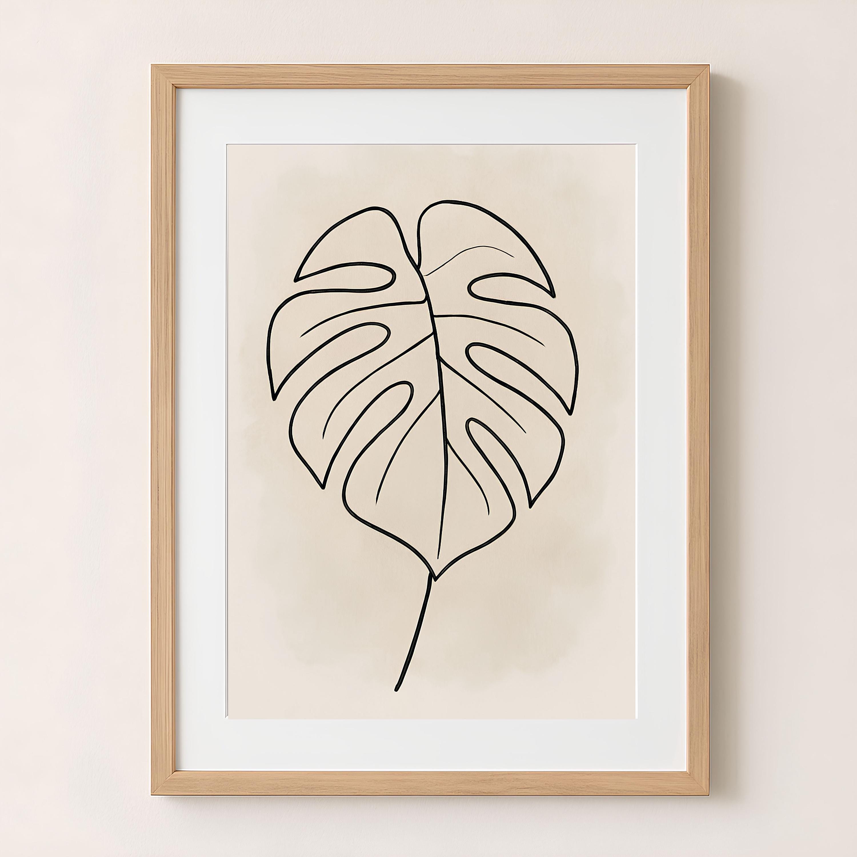 Monstera Line Art Print  Minimalist Tropical Leaf, Boho Wall Decor  (digital Download) - Etsy Israel