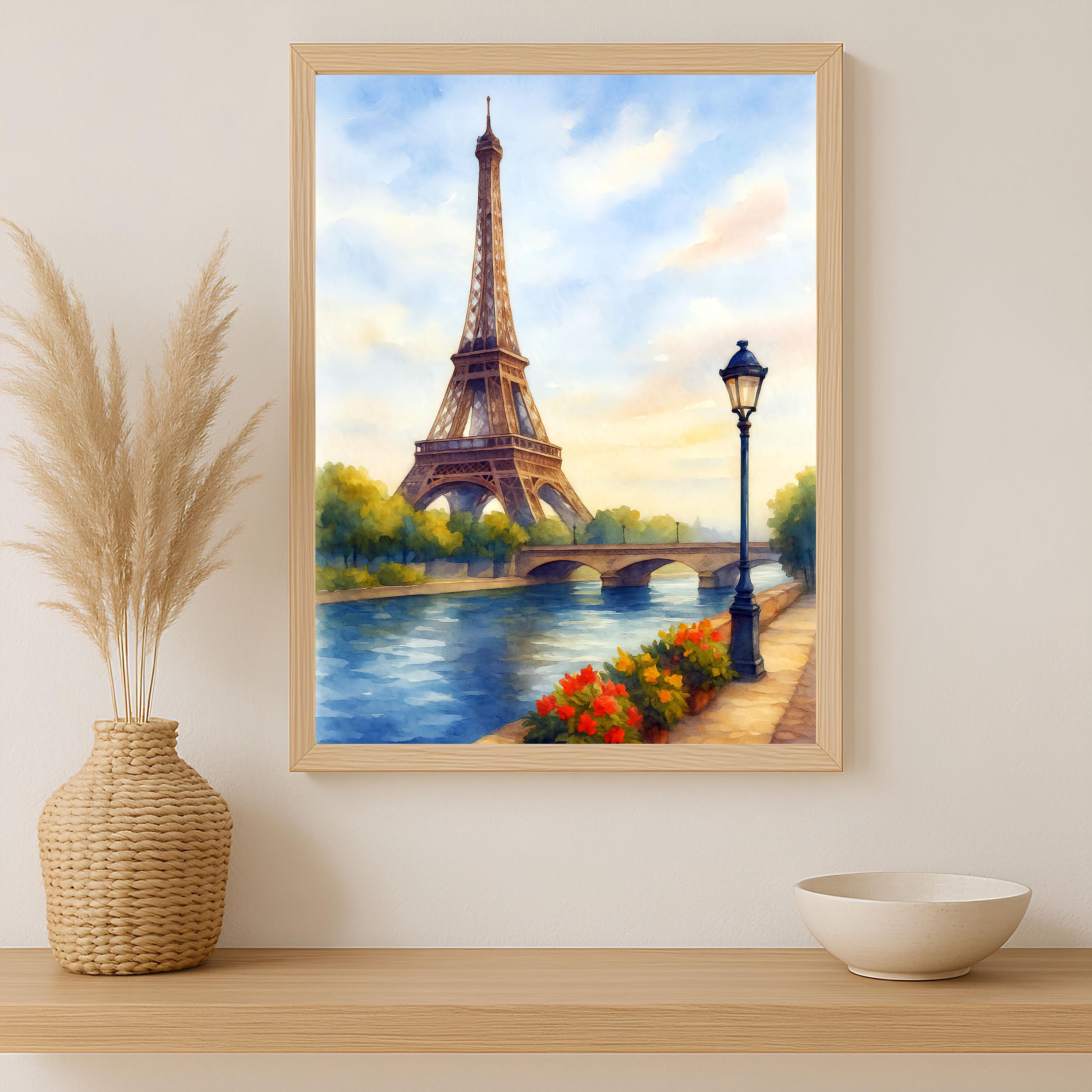 エッフェル塔の水彩画｜パリ・セーヌ川のアート（デジタルダウンロード