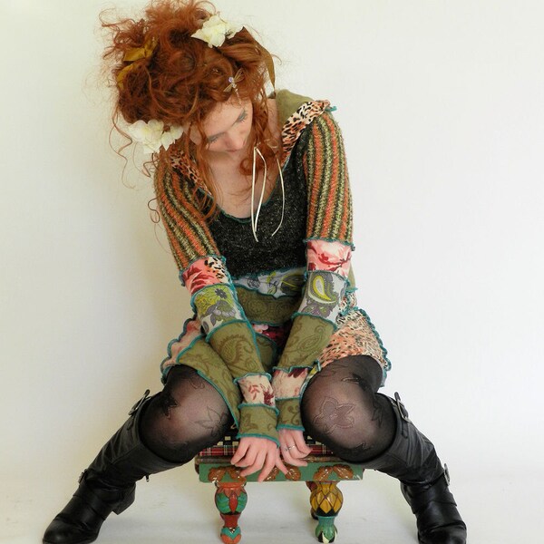 pUPpEt MaStEr- Short Faerie elf  pixy dress - SMALL - Made with recycled sweaters and knits