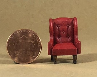 Wingback Chair - Quarter Inch Scale Dollhouse Furniture