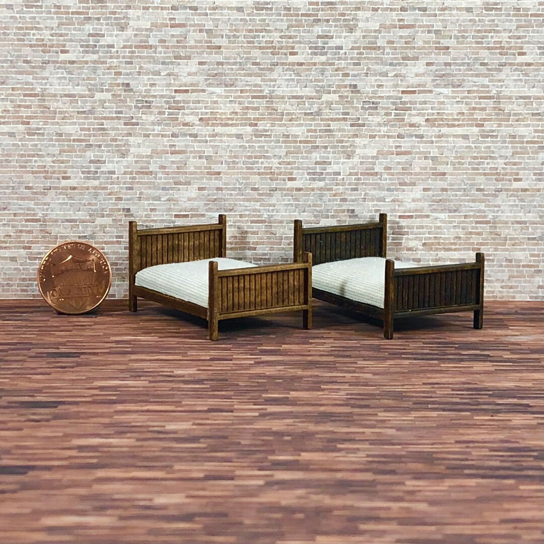 Mission Style Bed Quarter Inch Scale Dollhouse Furniture Etsy