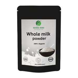 Natural Herbs Whole Milk Powder, 1lbs Pasture Raised Source, rBST Hormone Free, Powdered Milk for Baking & Cooking, 9g Protien Per Serving