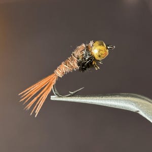 5pcs - Gold Bead Pheasant Tail Nymph Fly | Barbed Trout Fly | Handmade Fishing Lure | Sizes 12 14 16 | Fly Tying Natural Feathers