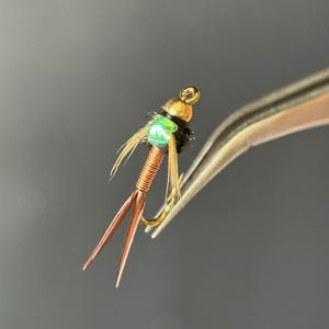5-pack | Copper John Nymph Fly for Trout | Barbed Weighted Fly Fishing Lure | Gold Bead & Copper Wire | Sizes 8 10 12 | Handmade Fly
