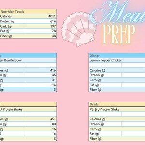 Aesthetic Excel Meal Prep Template – Track Calories, Macros & Meals Weekly !
