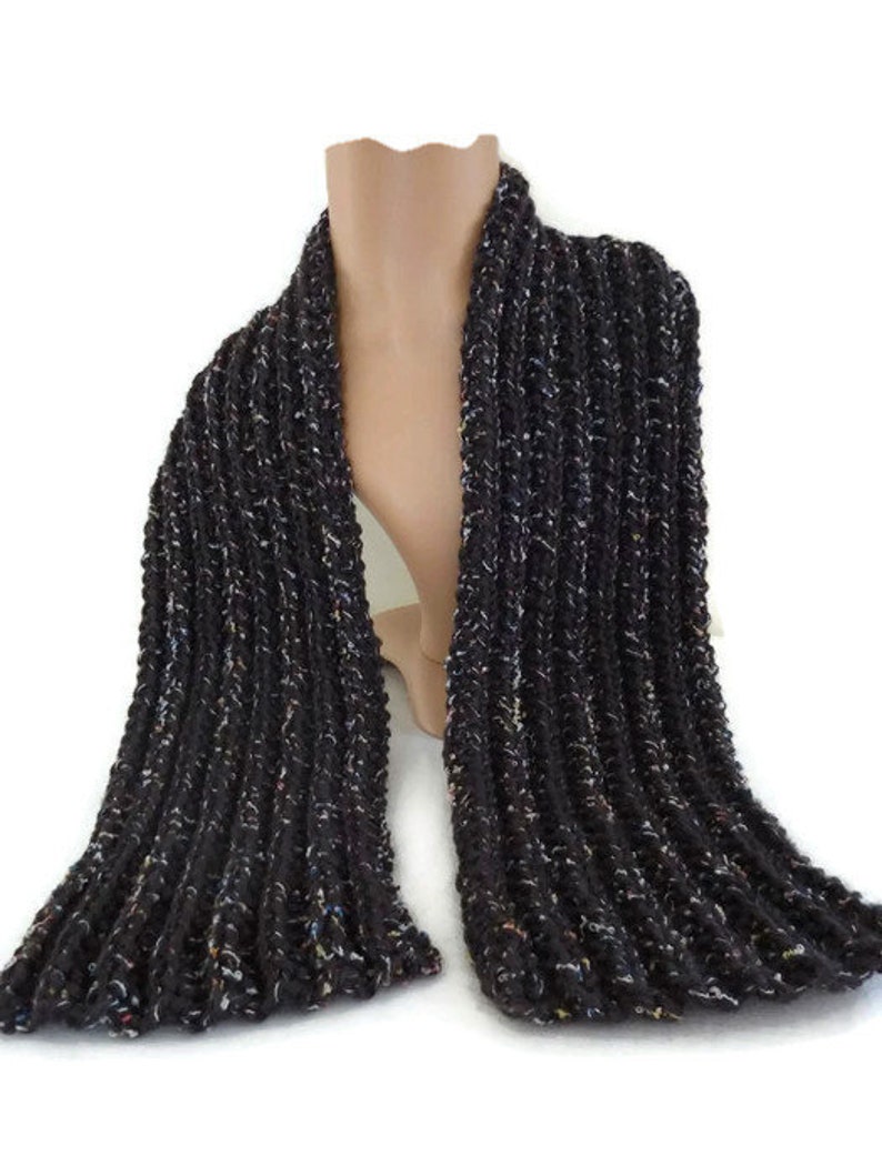 Chunky Scarf Knitted Unisex Winter Rib Knit Scarf Wrap Scarf image 1