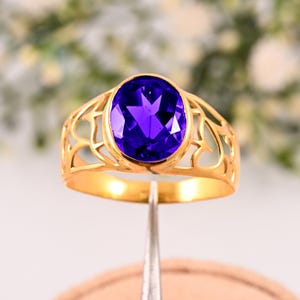 Sterling Silver Wide Band | Purple February Birthstone Ring | Gift for Husband Men&#39;s Purple Amethyst Ring, Bold Amethyst Ring for Men |