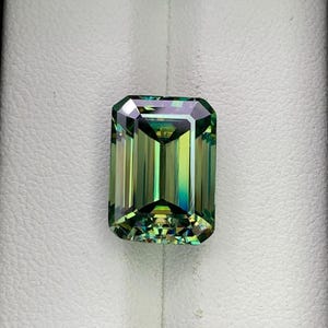 7ct Emerald Cut Green Moissanite, Eye Clean Loose Gemstone