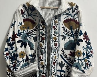 Bohemian TNT Suzani Embroidery Jacket Women's Wear Short Jacket Outerwear Free Shopping Coat Gifts