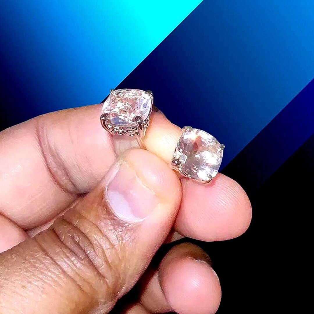 Women's Clear Brown Morganite Stud Earrings Fine Jewelry Geometrical Precious Stylish Simple