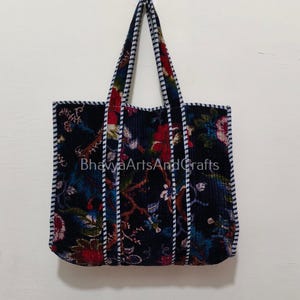 Velvet Green Jangle Printed Tote Large Tote Bag Eco friendly Sustainable Sturdy Grocery Shopping Handmade Boho bag
