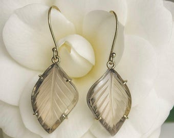 Fluorite Earrings  Bio colour Leaf - Natural Beauty handmade jewellery