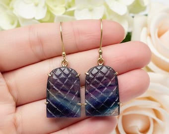 Brincos de fluorita azul - Joias exclusivas feitas à mão