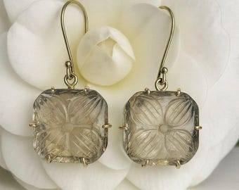 Carved Fluorite Earrings -Natural Beauty handmade jewellery