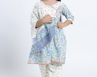 Mädchen Indian Kurta Set: Bio-Baumwolle Kinder Ethnisches Kleid