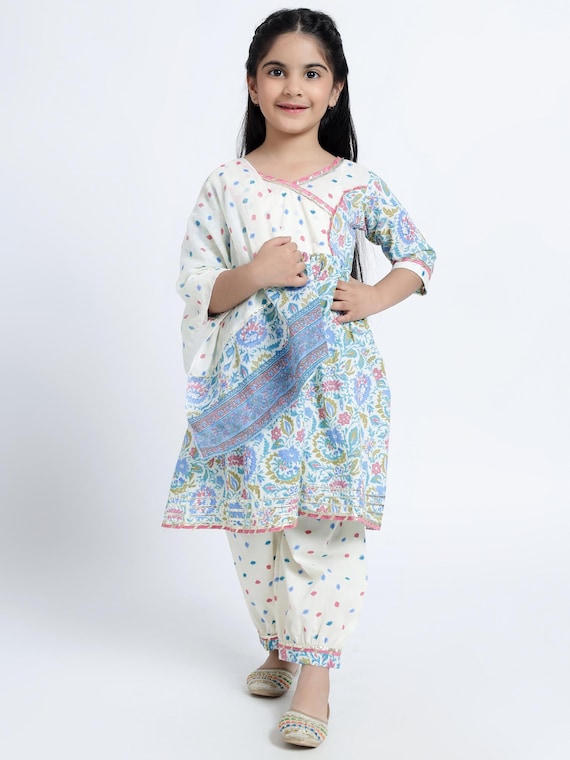 Girls Indian Kurta Set: Organic Cotton Kids Ethnic Dress