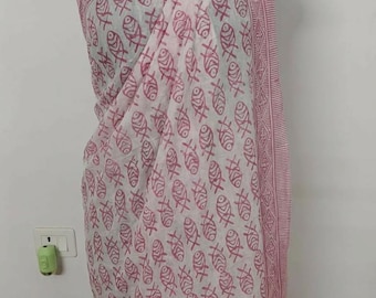 Handblock bedruckter Sarong aus Bio-Baumwolle | Strand Pareo Bikini Cover Up für Frauen