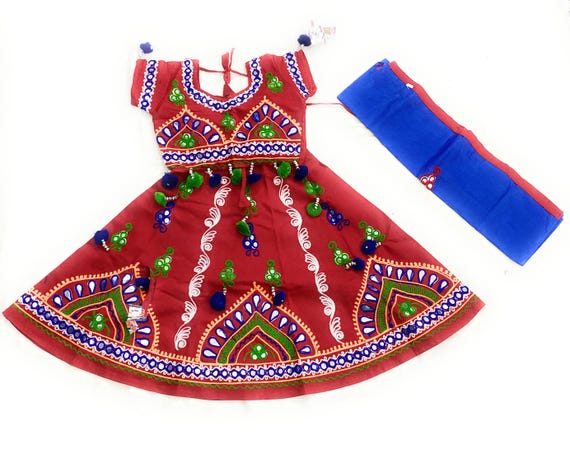 Organic Cotton Lehenga Choli Set: Kids' Traditional Indian Dress