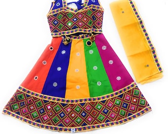 Organic Cotton Lehenga Choli Set: Kids' Traditional Indian Dress