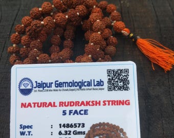 Lab Tested 5 Mukhi Rudraksha Mala | 108 Bead Spiritual Rosary
