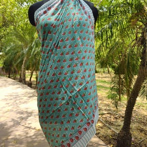Beach Wrap Pareo, Hand Block Printed Cotton Sarong, Long Scarf, Large Sarong, Cover up, Soft Fabric Scarf, Fashion Shawl Beach Sarong,