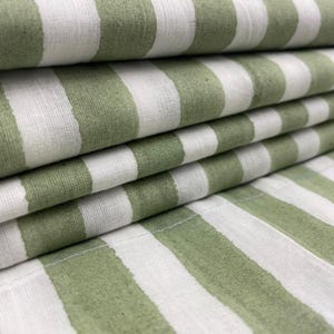 Striped Cotton Napkins for Christmas Table, Sage Green Striped Table Linen Napkins. Medium weight Napkin any Quantity. Large size Napkins.