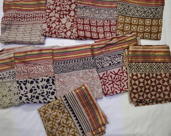 Lote al por mayor 100% algodón, estampado indio a mano con bloques y borde zari, pareos de playa, tela de voile suave, bufandas de seda para verano, surtidos.