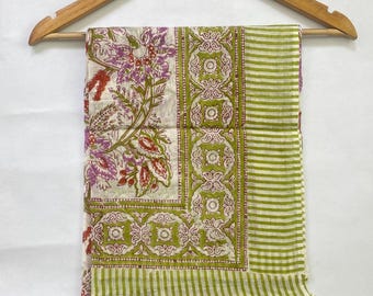 Indiase sarong met blokprint, strandomslag sarong, katoenen sarong, pareo, sjaal met blokprint, zomerstrandpareo