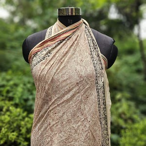 Hand Block Printed Zari Cotton Sarong, Beach Wrap Pareo, Long Scarf, Large Sarong, Cover up, Soft Fabric Scarf, Fashion Shawl Beach Sarong
