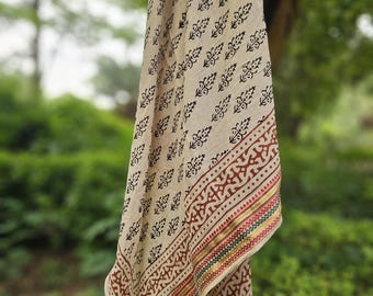 Sarong beach wrap, Silk Border Indian Hand block print Pareo, Zari sarong for women, Ladies Scarf, Jaipur Print, Beach Scarf