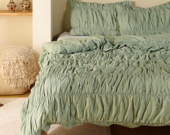 Textured Wrinkle Bedding Set, Lightweight Duvet Cover, Boho Bedroom Decor, Gift for New Home Casual Chic Bedding, Soft Breathable Bed Linen