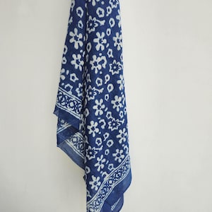 Indigo Blue Sarong Hand Block Print Beach Coverup Beach wrap Soft organic cotton Pareo Beach dress Beach outfit Beach Wear Indian Sarong