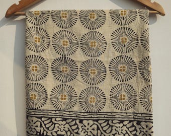 Sarong Hand Stamped Block Print, Stole, bagru Scarf, Cotton Soft Voile Fabric, Hand block Beach Coverup Boho scarf Handmade Pareo,Wrap Dress