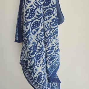 Indian Hand Print Paisley Sarong, Indigo/Blue Sarong,Hand Block Print, Beach Coverup, Beach wrap, Organic Cotton Pareo Girlfriend Gift