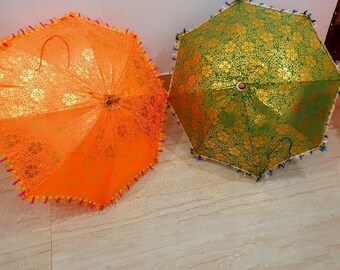 10 Pcs Indian Embroidered Umbrella Decor, Mehndi Wedding Decoration