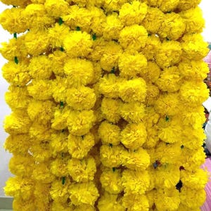 Wedding flower decoration flower strings hanging decoration, wall decorations marigold flowers colour full Devali garlands length 4.5 ft
