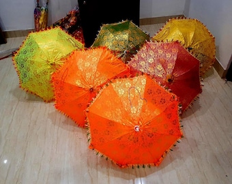 Floral Printed Cotton Parasol: Indian Wedding, Mehndi Decor