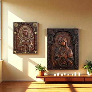 Hand-Carved Our Lady of Sorrows Plaque - Soulful Catholic Gift for Loved Ones